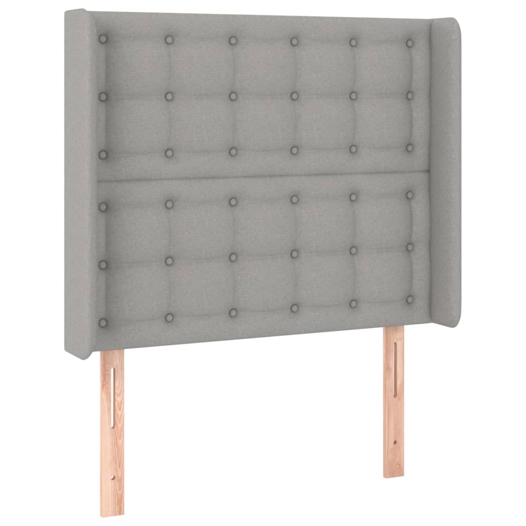 sengegavl med kanter 83x16x118/128 cm stof lysegrå