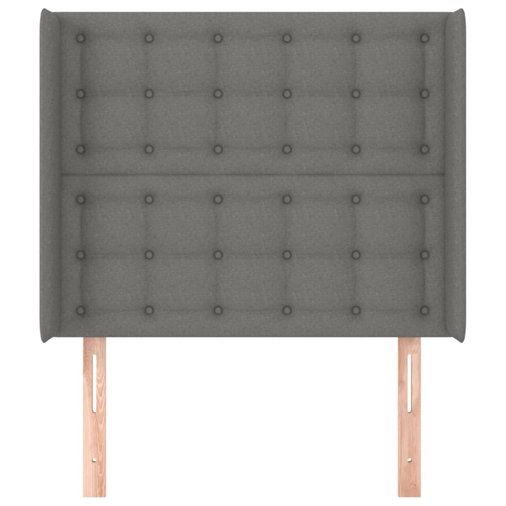 sengegavl med kanter 83x16x118/128 cm stof mørkegrå