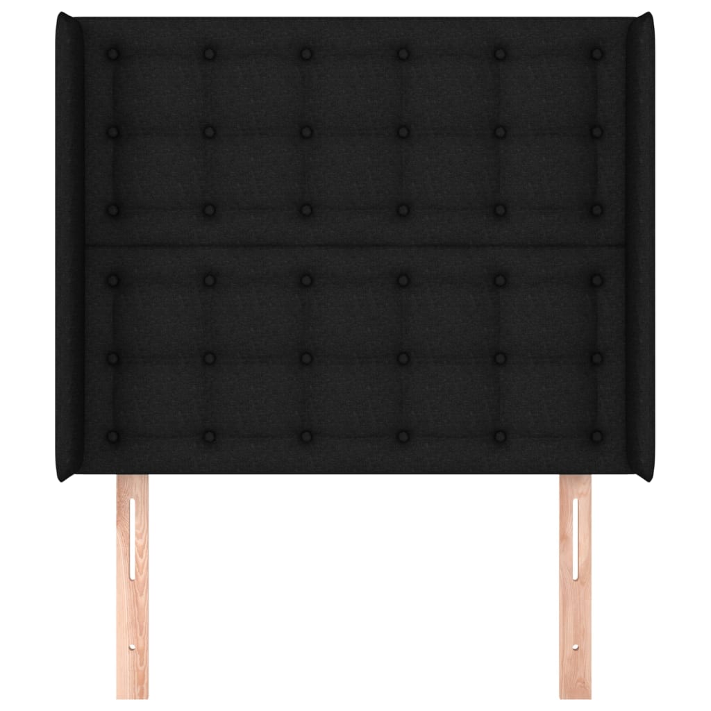 sengegavl med kanter 83x16x118/128 cm stof sort