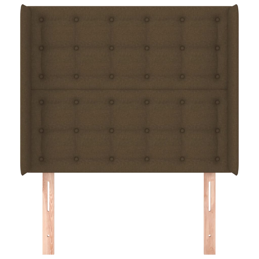 sengegavl med kanter 83x16x118/128 cm stof mørkebrun