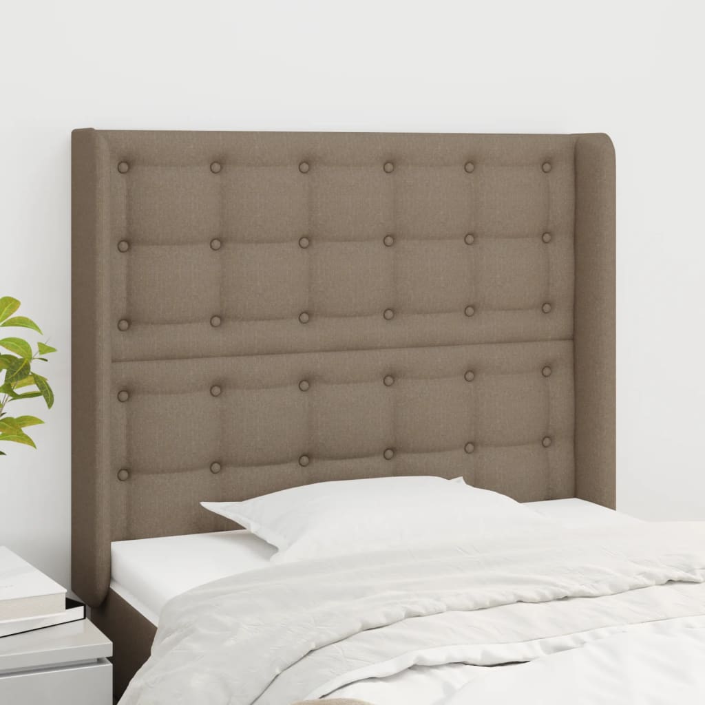 sengegavl med kanter 83x16x118/128 cm stof gråbrun