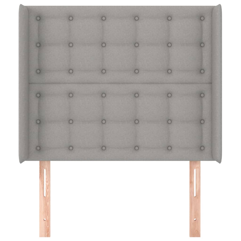 sengegavl med kanter 93x16x118/128 cm stof lysegrå
