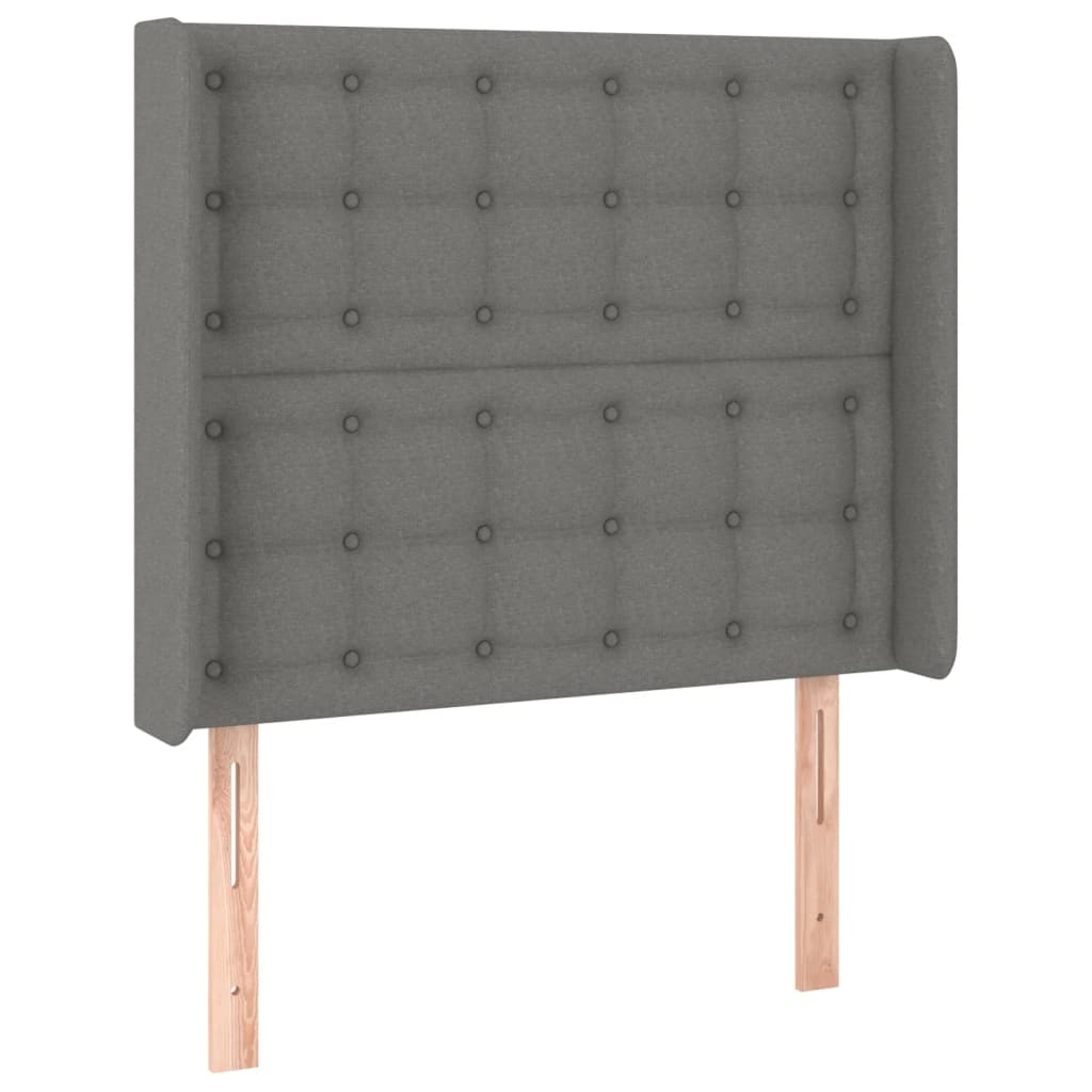sengegavl med kanter 93x16x118/128 cm stof mørkegrå