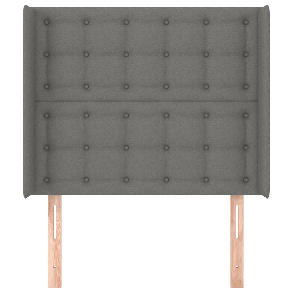 sengegavl med kanter 93x16x118/128 cm stof mørkegrå