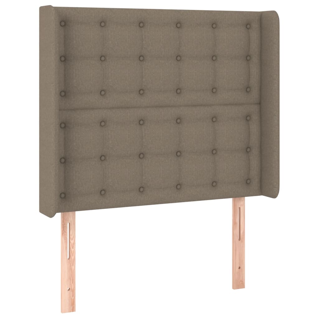 sengegavl med kanter 93x16x118/128 cm stof gråbrun
