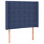 sengegavl med kanter 93x16x118/128 cm stof blå
