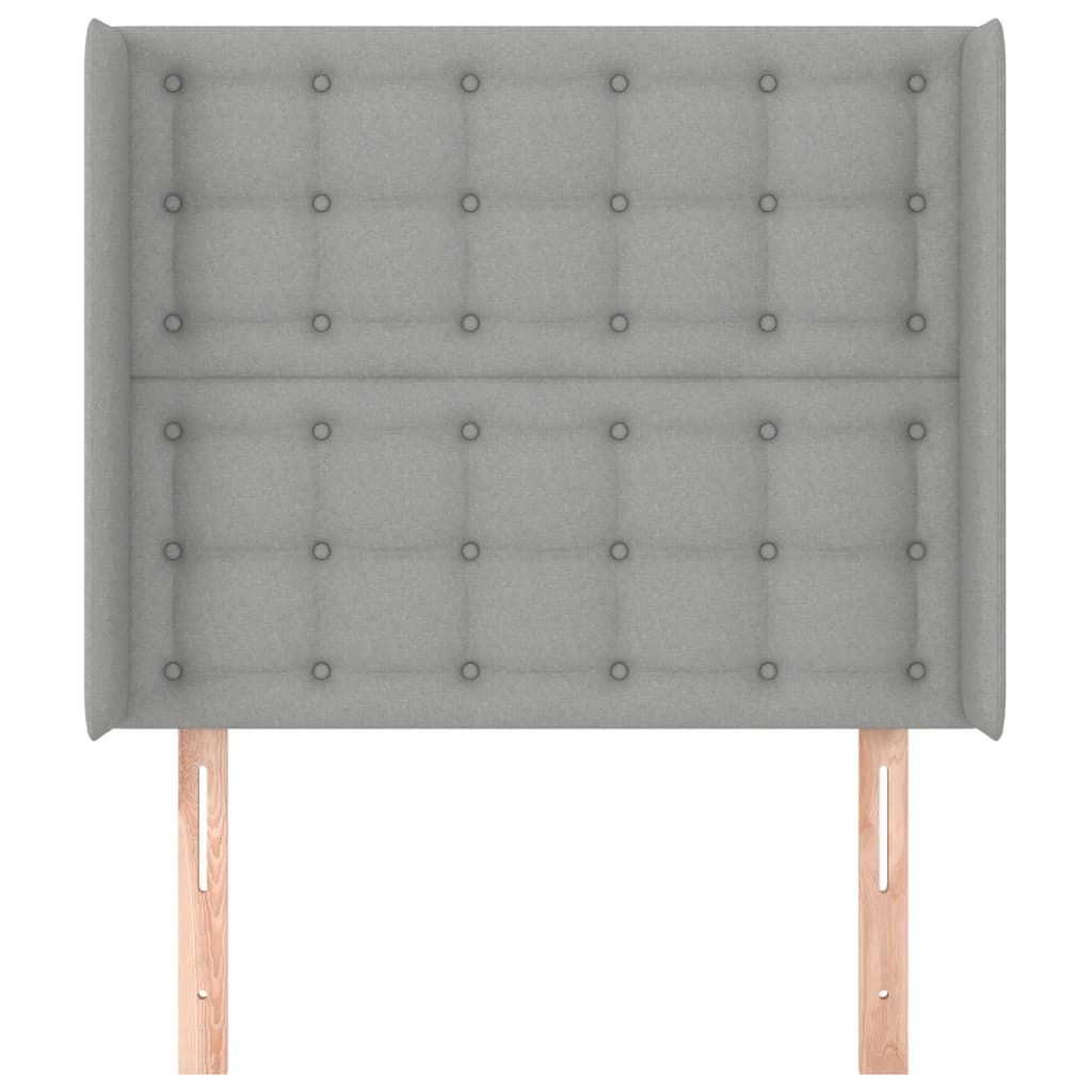 sengegavl med kanter 103x16x118/128 cm stof lysegrå