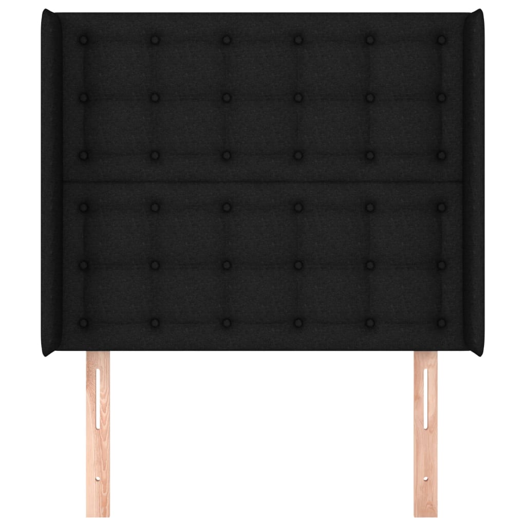 sengegavl med kanter 103x16x118/128 cm stof sort