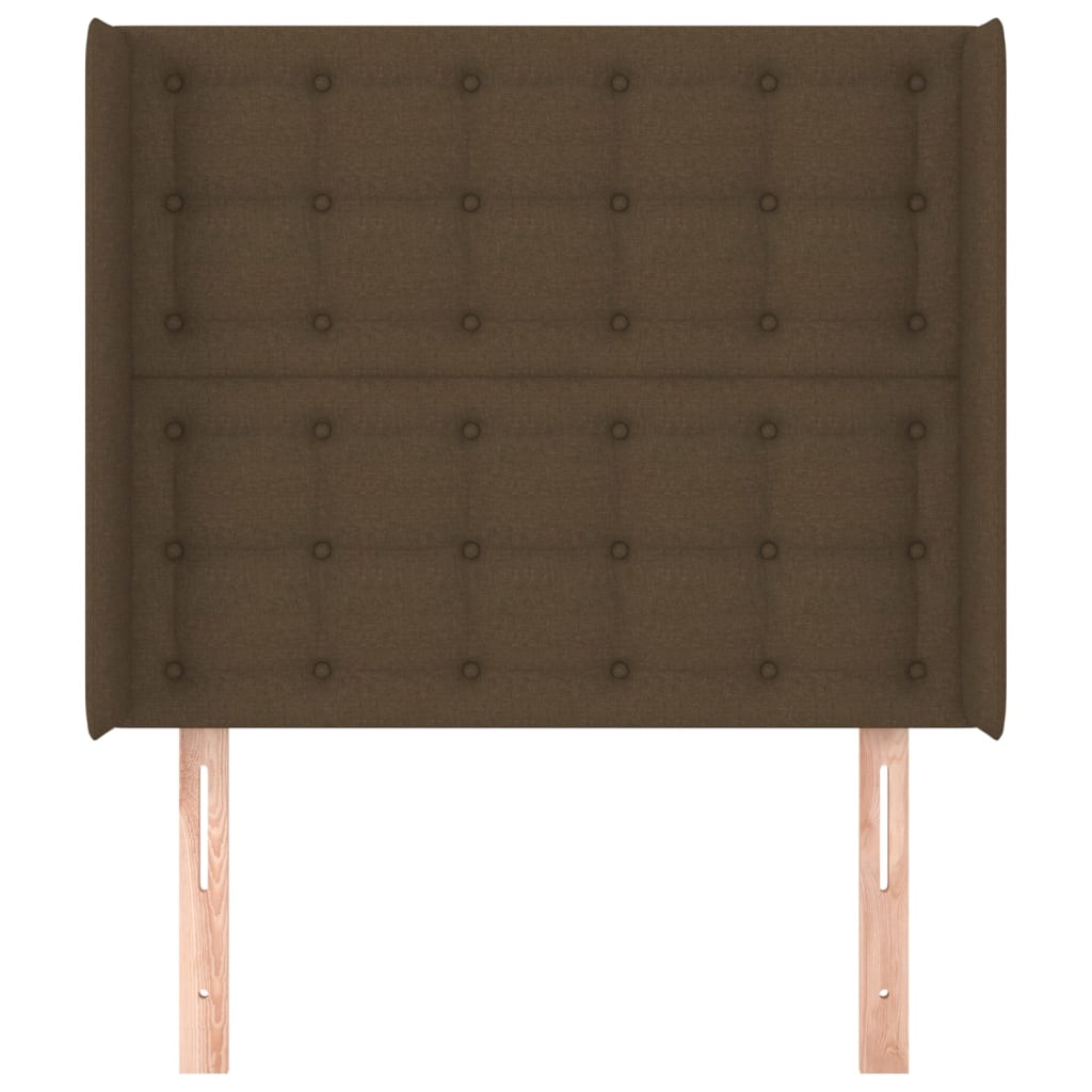 sengegavl med kanter 103x16x118/128 cm stof mørkebrun