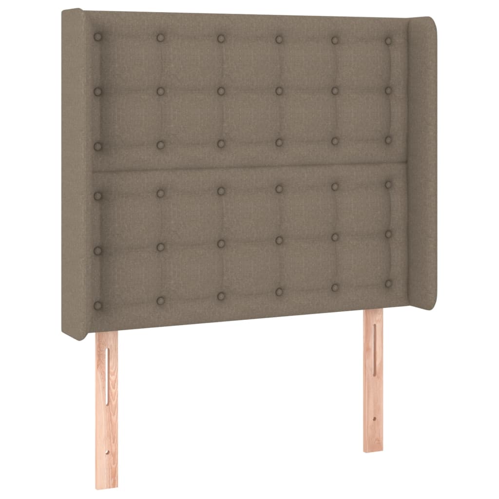 sengegavl med kanter 103x16x118/128 cm stof gråbrun