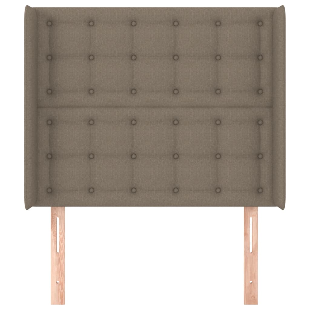 sengegavl med kanter 103x16x118/128 cm stof gråbrun
