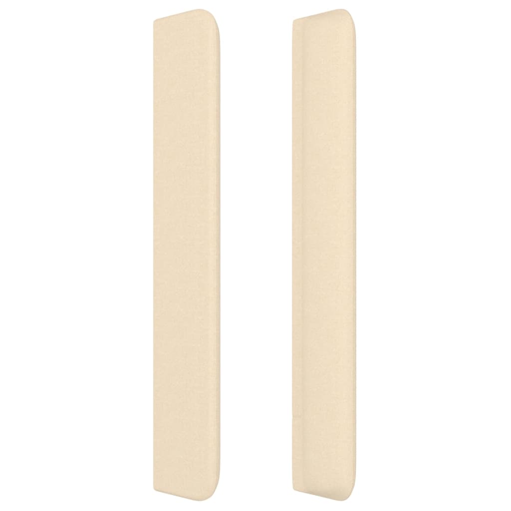 sengegavl med kanter 103x16x118/128 cm stof cremefarvet