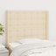 sengegavl med kanter 103x16x118/128 cm stof cremefarvet