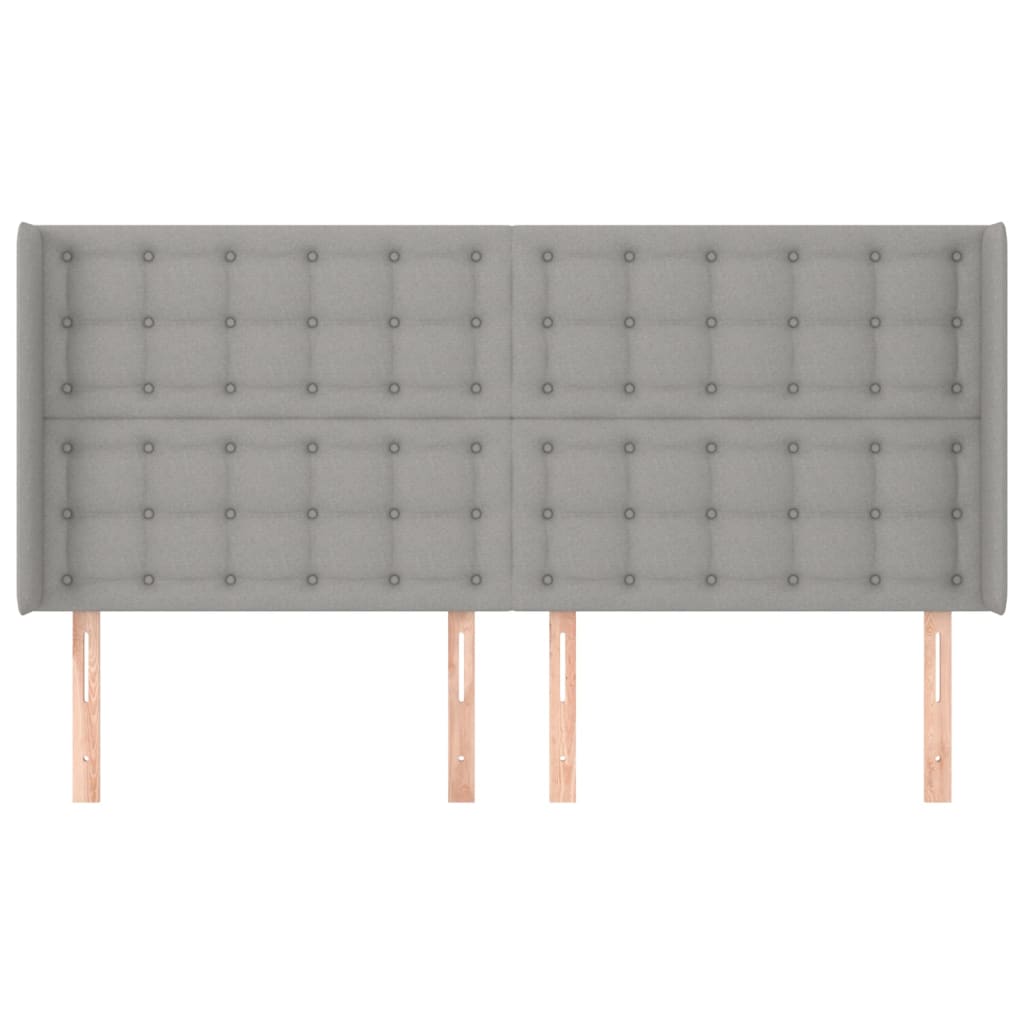 sengegavl med kanter 183x16x118/128 cm stof lysegrå