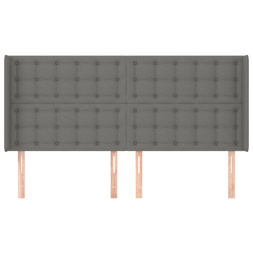 sengegavl med kanter 183x16x118/128 cm stof mørkegrå