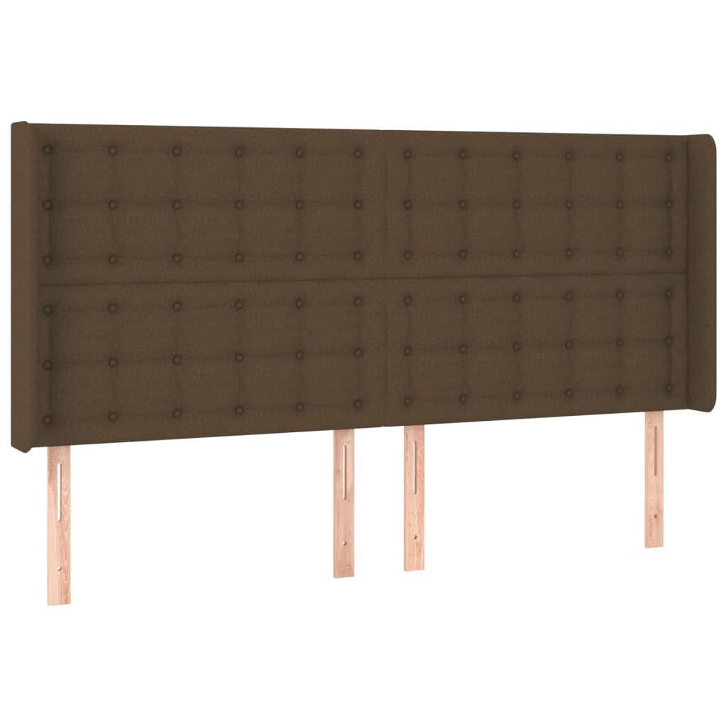 sengegavl med kanter 183x16x118/128 cm stof mørkebrun
