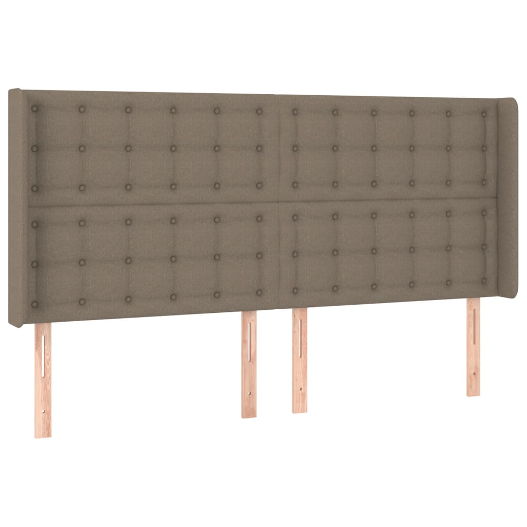sengegavl med kanter 183x16x118/128 cm stof gråbrun