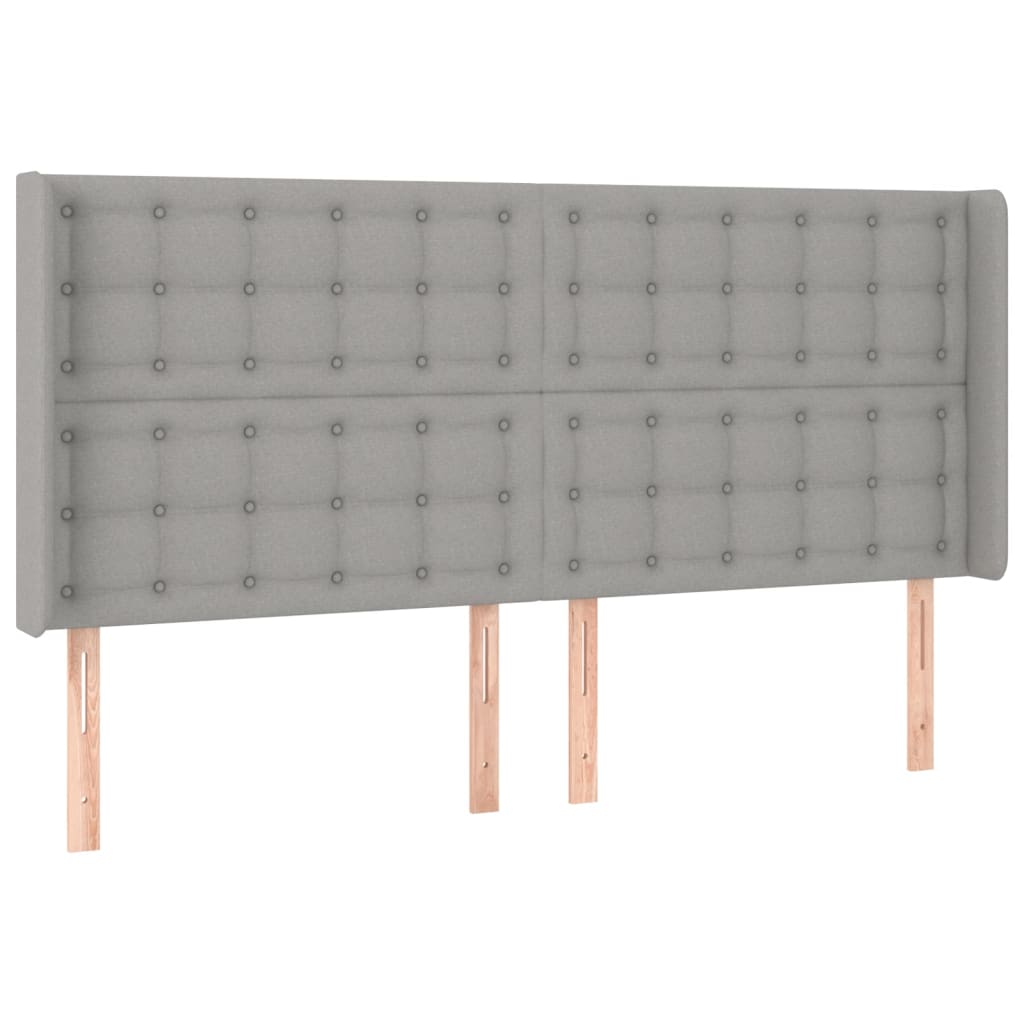 sengegavl med kanter 203x16x118/128 cm stof lysegrå