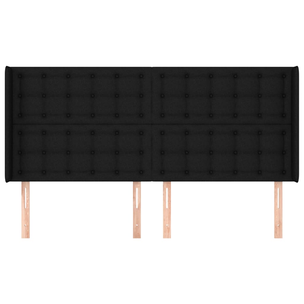 sengegavl med kanter 203x16x118/128 cm stof sort