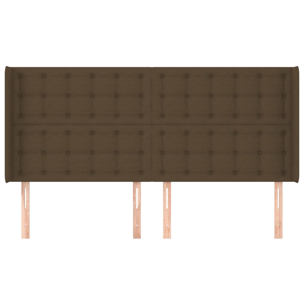 sengegavl med kanter 203x16x118/128 cm stof mørkebrun