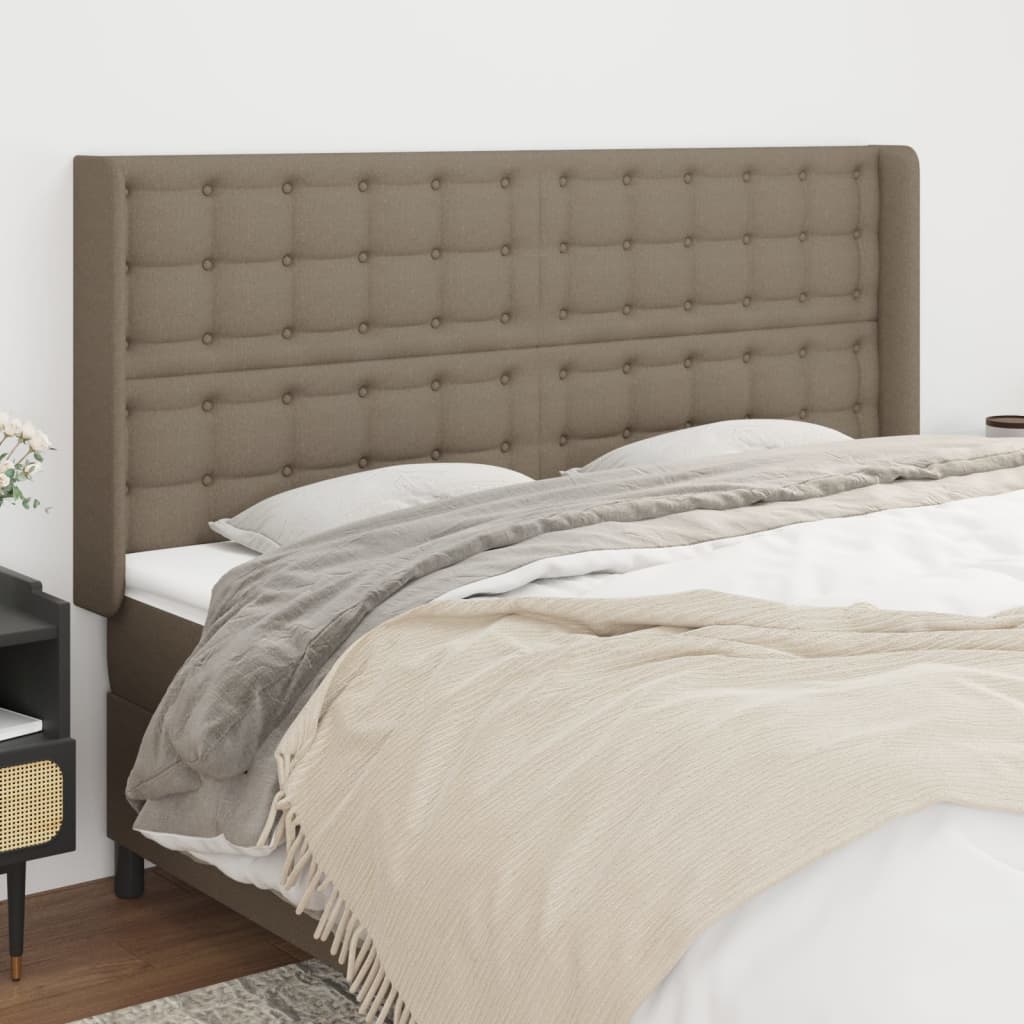 sengegavl med kanter 203x16x118/128 cm stof gråbrun