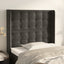 sengegavl med kanter 83x16x118/128 cm fløjl mørkegrå