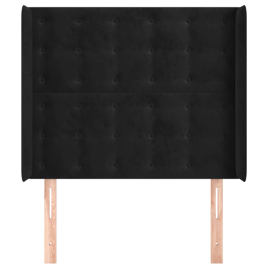 sengegavl med kanter 83x16x118/128 cm fløjl sort