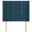sengegavl med kanter 83x16x118/128 cm fløjl mørkeblå