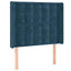 sengegavl med kanter 93x16x118/128 cm fløjl mørkeblå