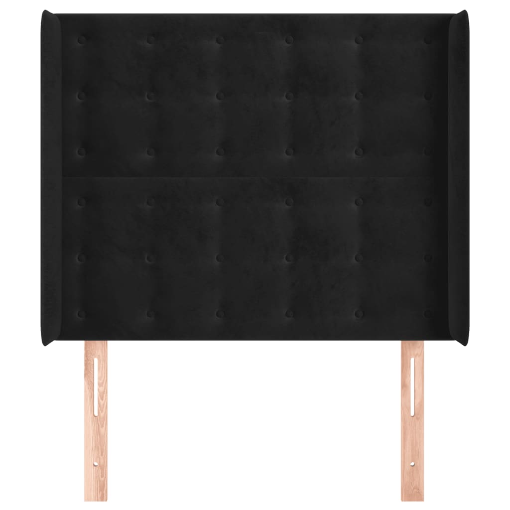 sengegavl med kanter 103x16x118/128 cm fløjl sort