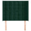 sengegavl med kanter 103x16x118/128 cm fløjl mørkegrøn