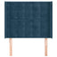 sengegavl med kanter 103x16x118/128 cm fløjl mørkeblå