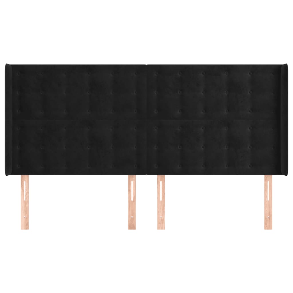 sengegavl med kanter 183x16x118/128 cm fløjl sort