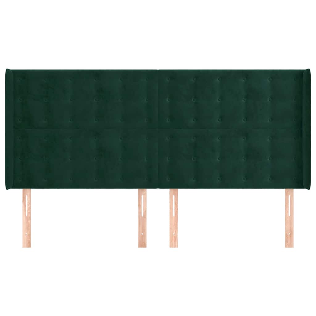 sengegavl med kanter 183x16x118/128 cm fløjl mørkegrøn