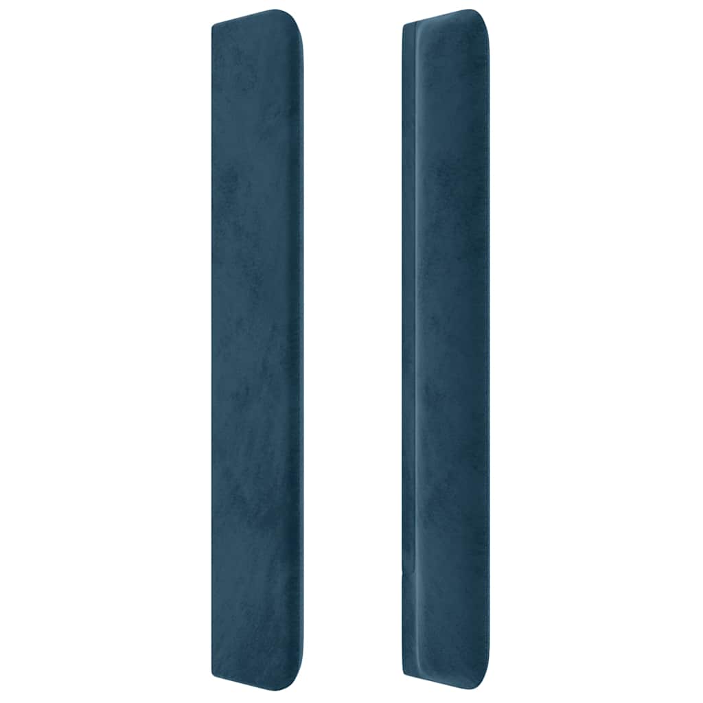 sengegavl med kanter 183x16x118/128 cm fløjl mørkeblå