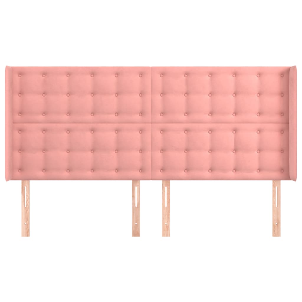 sengegavl med kanter 183x16x118/128 cm fløjl lyserød