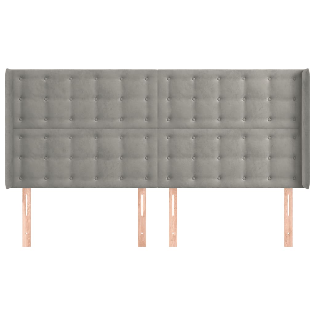 sengegavl med kanter 203x16x118/128 cm fløjl lysegrå