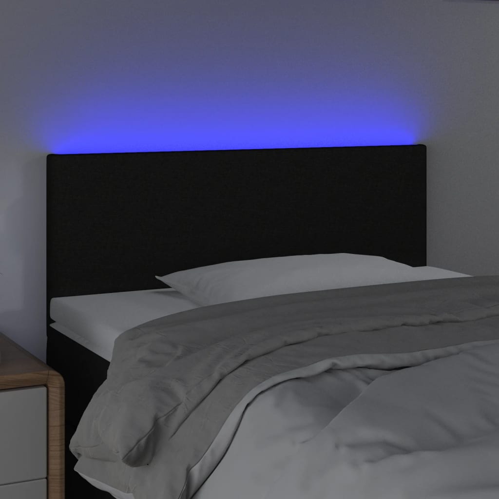 sengegavl med LED-lys 80x5x78/88 cm stof sort