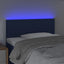 sengegavl med LED-lys 80x5x78/88 cm stof blå
