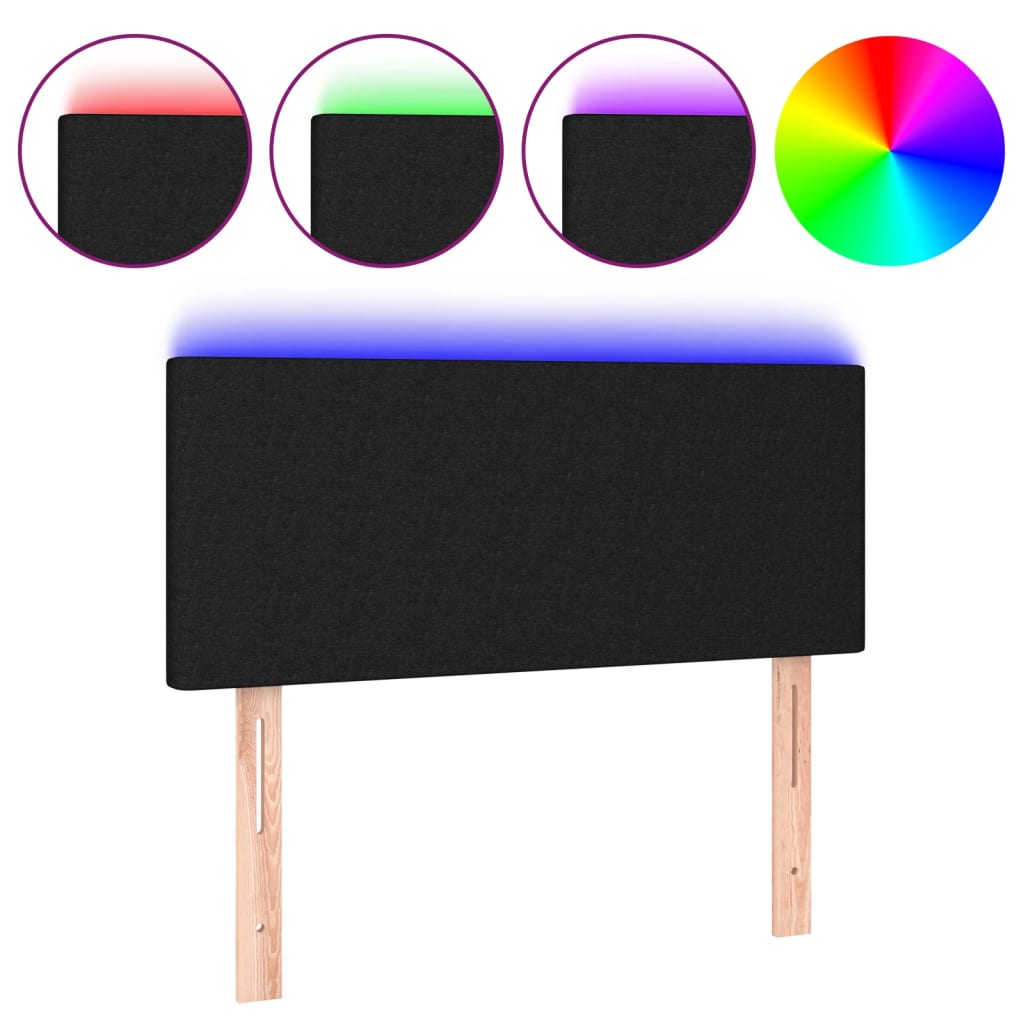 sengegavl med LED-lys 90x5x78/88 cm stof sort
