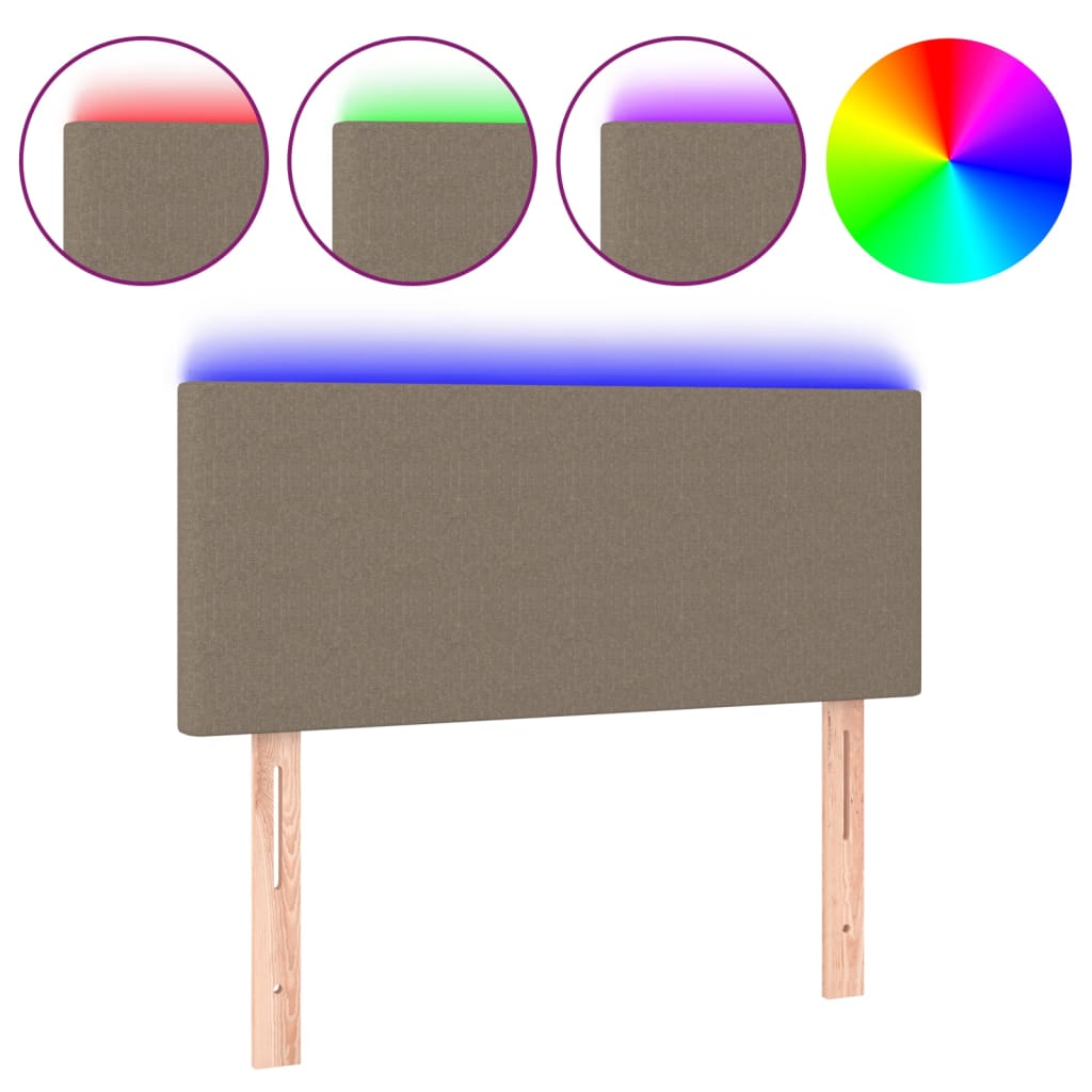 sengegavl med LED-lys 90x5x78/88 cm stof gråbrun