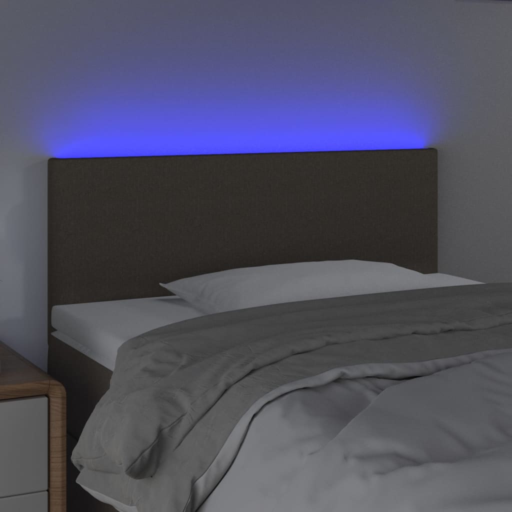 sengegavl med LED-lys 90x5x78/88 cm stof gråbrun