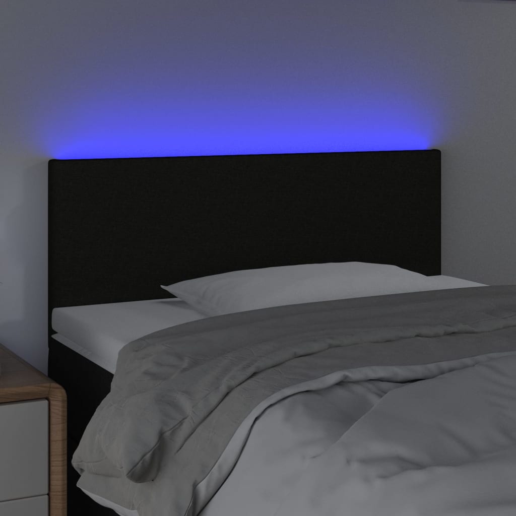 sengegavl med LED-lys 100x5x78/88 cm stof sort