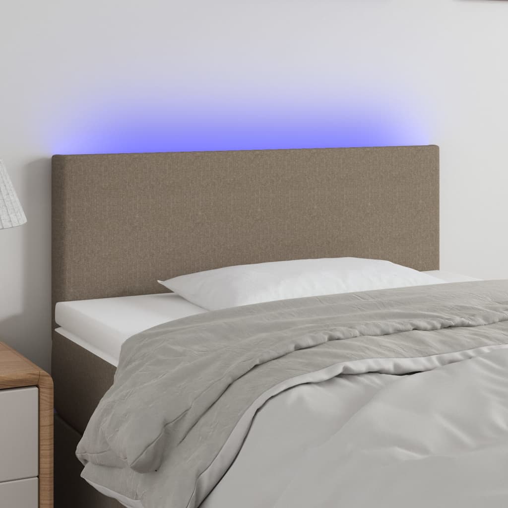 sengegavl med LED-lys 100x5x78/88 cm stof gråbrun