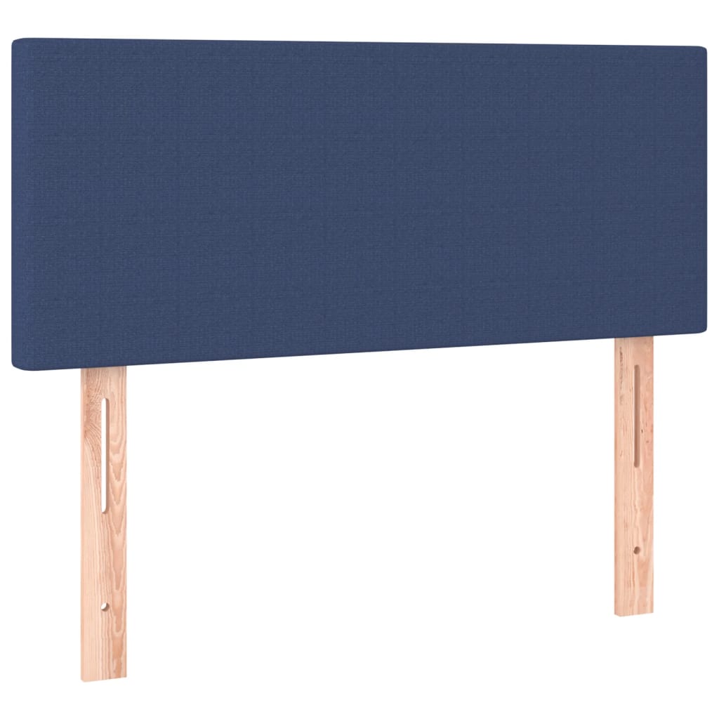 sengegavl med LED-lys 100x5x78/88 cm stof blå