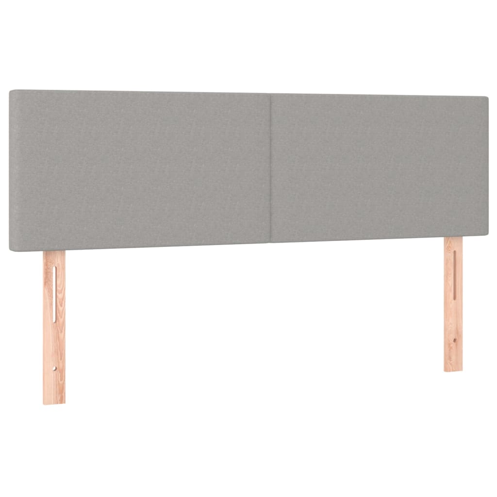 sengegavl med LED-lys 144x5x78/88 cm stof lysegrå