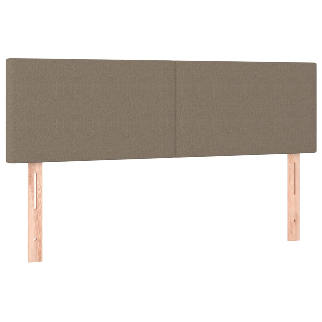 sengegavl med LED-lys 144x5x78/88 cm stof gråbrun