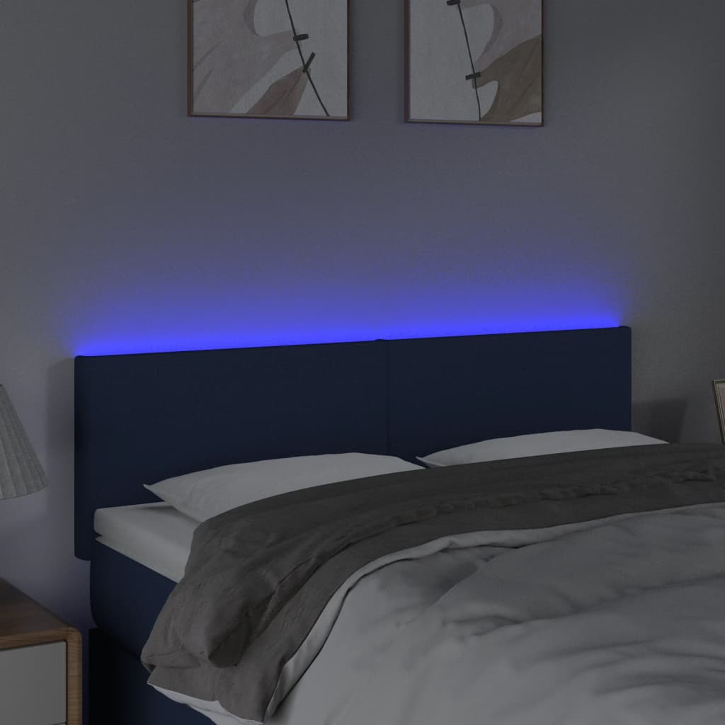 sengegavl med LED-lys 144x5x78/88 cm stof cremefarvet