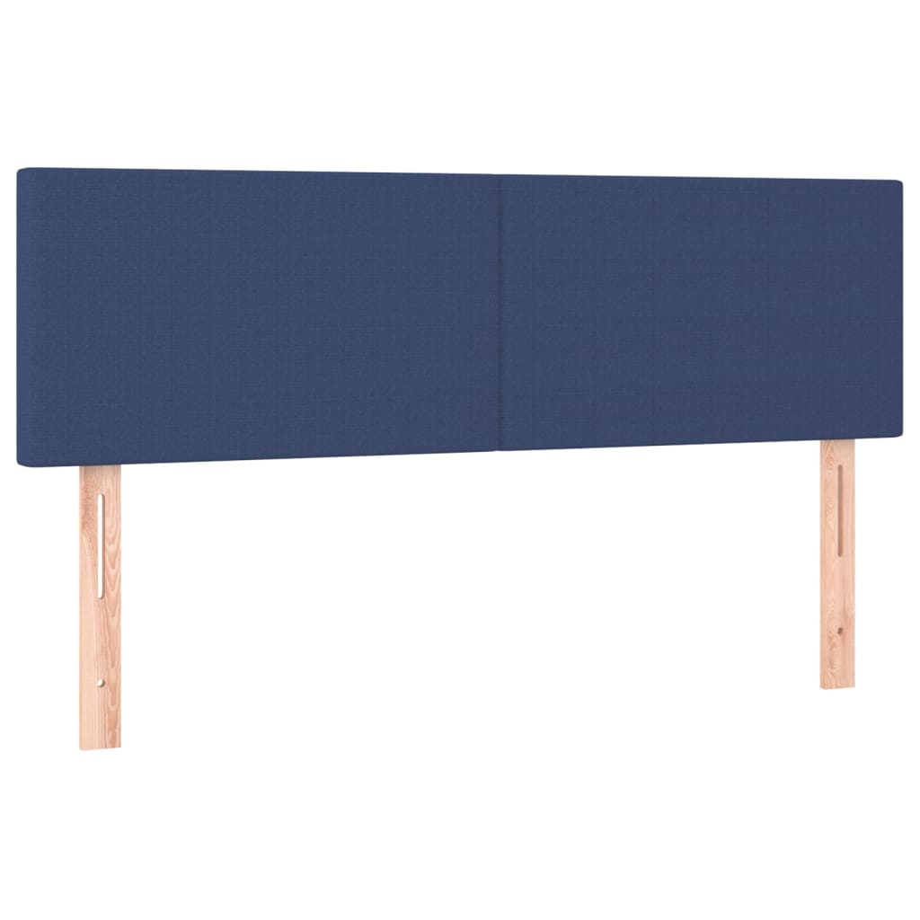 sengegavl med LED-lys 144x5x78/88 cm stof blå