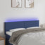 sengegavl med LED-lys 144x5x78/88 cm stof blå